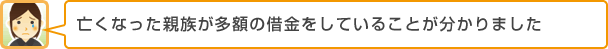 亡くなった親が多額の借金をしていたことが分かった